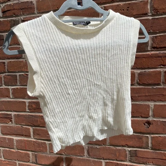 Cream Ribbed Crop Top - Picture 1 of 2